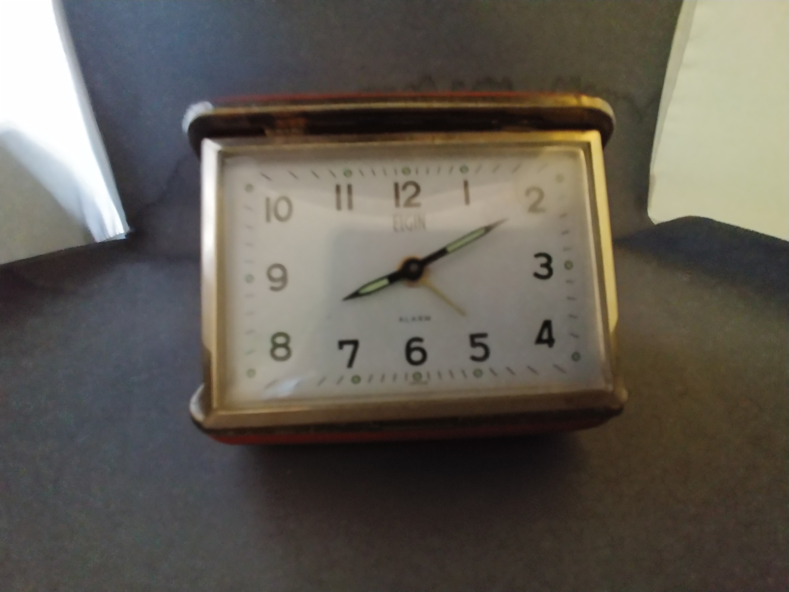 Vintage Elgin Travel Alarm Clock Made in Japan hard shell case brown/cop... - $10.00