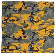 New Large Stinger Yellow Camo Military Jumbo Bandana 27 In. X 27 In 100%... - $12.23