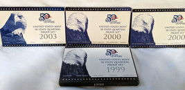 Lot of 4 US Mint Proof Sets 50 State Quarters w/box &amp;COA 1999, 2000 (x2), 2003 - £27.42 GBP