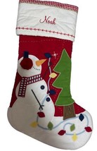 Pottery Barn Kids Quilted Snowman w/ Tree Christmas Stocking Monogrammed NOAH - £19.46 GBP