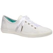 Kate Spade NY Women Lace Up Sneakers Trista Size US 8.5B Optic White Glitter - £57.62 GBP