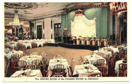 Empire Room of the Palmer House Hotel Chicago Linen Postcard - £6.96 GBP