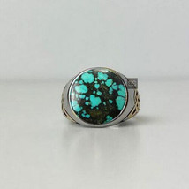 Natural Tibetan Turquoise Ring, Gemstone Ring, 925 Sterling Silver - £83.68 GBP