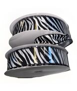 Zebra Print Ribbon Black White Wired Edge Crafting Sewing Decorating - $13.53 CAD