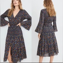 Veronica Beard Shireen Pleated Floral Midi-Dress Size 10 - £187.50 GBP