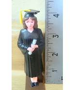 1981 Wilton Cake Topper Plastic Figurine Girl Graduation In Black Cap &amp; ... - $83.84 MXN