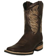 Mens Brown Rodeo Wear Western Boots Stitched Rubber Sole Square Hombre V... - $119.50