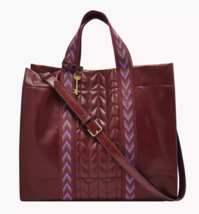 Fossil Carmen Tote Wine Leather ZB1627609 Shoulder Bag Brass NWT $300 Retail FS - £116.84 GBP