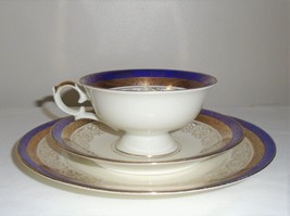 Alka Kunst Kronach Tea Trio Cup Saucer Plate 543 Cobalt Blue Bavaria Vin... - $19.80