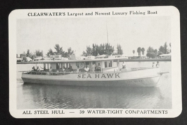 Sea Hawk Luxury Fishing Boat B&amp;W Clearwater Beach Florida FL UNP Postcard c1950s - £7.89 GBP