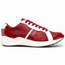 Lyon II Genuine Ostrich and Calfskin Fashion Sneaker Red / White image 2