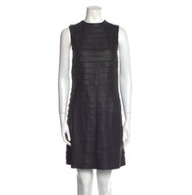 Alice + Olivia Dress 4 Black Leather Tier Sleeveless Stacked Zipper Shif... - $74.34