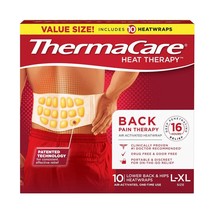 Thermacare Heat Wraps Back Heating Pad Patches Wrap Packs Hot Pads L/XL 10 Wraps - £30.36 GBP
