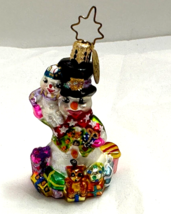 Christopher Radko  Frosty&#39;s Favorite Gift Figural Blown glass Christmas Ornament - £19.98 GBP