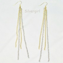 Long All Chain OR Chain with Crystals Earrings Gold Plate, Silver Plate - £7.53 GBP+
