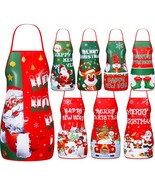 8 Pieces Christmas Kitchen Cooking Apron Holiday Santa Claus Elk Elf Sno... - $42.99