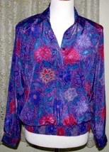 ROSE NAVY TURQUOISE &amp; PEWTER Polyester SHIRT Size 8 Alfred Dunner - £12.54 GBP