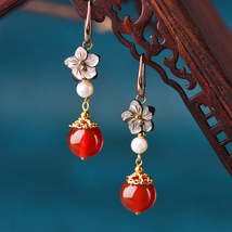 Bells Of Ireland Handmade Red Agate Earrings - £8.72 GBP
