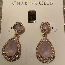CHARTER CLUB ROSE GOLD-TONE PINK/CLEAR CRYSTAL EARRINGS**RARE!**NEW!**1 ... - $17.99
