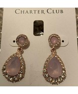 CHARTER CLUB ROSE GOLD-TONE PINK/CLEAR CRYSTAL EARRINGS**RARE!**NEW!**1 LEFT! - $17.99