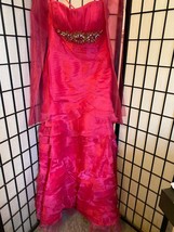 NWT May Queen Couture Floor Length Pink Gown with Floral Rhinestones Size 6 - £62.30 GBP