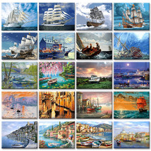 Paint By Numbers Kit Ship DIY Oil Painting Wall Art Decor for Adults Beginners - £13.59 GBP