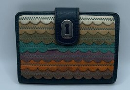 A Rare Multicolor Leather Fossil Snap Holder Wallet Card Holder HTF - $31.68