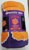 Clemson Tigers Plush 46&quot; by 60&quot; Micro Raschel Throw Blanket - NCAA - £21.28 GBP