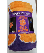 Clemson Tigers Plush 46&quot; by 60&quot; Micro Raschel Throw Blanket - NCAA - £21.45 GBP
