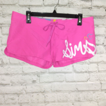 Sims Shorts Womens Medium Pink Heart Drawstring Low Rise Swim Shorts Y2K - £17.34 GBP