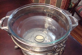 Elegant server glass silverplate casserole with warmer, made in Hong Kong[a4] - £35.04 GBP