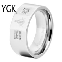 Brand 10mm Width Master Masonic Enamel 316 Stainless Steel Ring With Czs Band Ri - £29.20 GBP