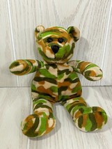 GAC small plush 8&quot; camouflage print teddy bear 1999 army camo green vintage - £3.55 GBP