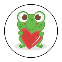 30 Cute Frog with Heart Envelope Seals Labels Stickers 1.5&quot; Round - £5.98 GBP