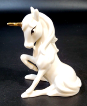 Unicorn Figurine White And Gold Vintage 1984 Enesco Porcelain 4 3/4&quot; - £19.77 GBP