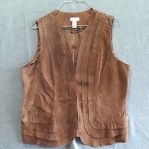 Chico’s Womens Leather Vest Brown Saude size 2 Bohemian Boho Country Vests - £14.75 GBP