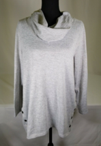 French Laundry Grey Knit Tunic with Cowl Neck and Snap Button Plus Size 1X  - £13.62 GBP