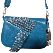 Haley Beez Turquoise Blue Studded Metal Shoulder Strap Messenger Bag Pur... - £22.94 GBP
