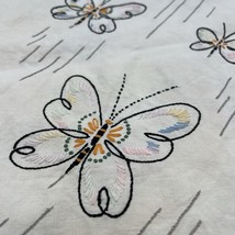 Vtg Embroidered Linen Table Runner Dresser Scarf Black Yellow Butterflies 36&quot; - £11.82 GBP