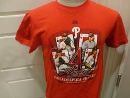 Red Majestic Four ACES Philadelphia Phillies MLB Baseball t-shirt Youth L NICE - £13.62 GBP