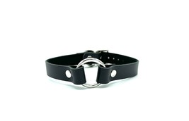 BDSM Silver O-Ring &amp; Black Leather Oria Choker, Day Collar/Choker, Slave... - £35.88 GBP