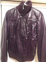 Real leather Ferwente Womens Purple Genuine Leather Jacket Pilot Bomber XS Style - £93.78 GBP