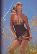 1988 Gottex Sexy Blonde Leopard Print Swimsuit Vintage Print Ad 1980s - $6.75