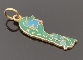 10K GOLD - Vintage Enamel Bermuda Map Souvenir Pendant - GP579 - $205.21