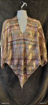 VTG Sheer Pink Striped Shawl, Cape By Avenue Made In Korea RN 103114 silk feel - £15.48 GBP