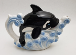 Sea World Shamu Teapot Orca Whale with Lid Blue Multi-Color 16oz - £46.89 GBP