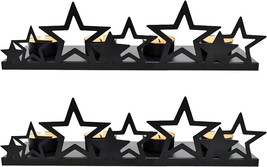 Patriotic Tea Light Candle Holders 4 Hole for Votive Candles Set of 2 Metal Star - £20.21 GBP