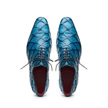 Olivieri Caribbean Genuine Pirarucu Exotic Lace-Up Oxford Blue image 4