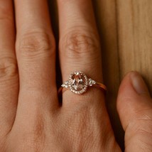 2.20Ct Oval Simulated Morganite Diamond Engagement Ring 14K Rose Gold Plated - £92.90 GBP