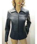 IDENTIFY Navy Blue Full Zipper Soft Leather Jacket 4 Lined Pockets Zip S... - £39.80 GBP